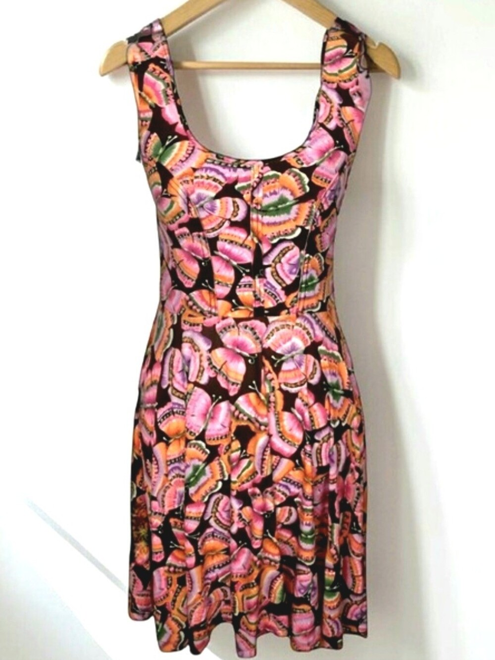 Free People Womens Butterfly A-line Dress Pink/Orange Medium EUC